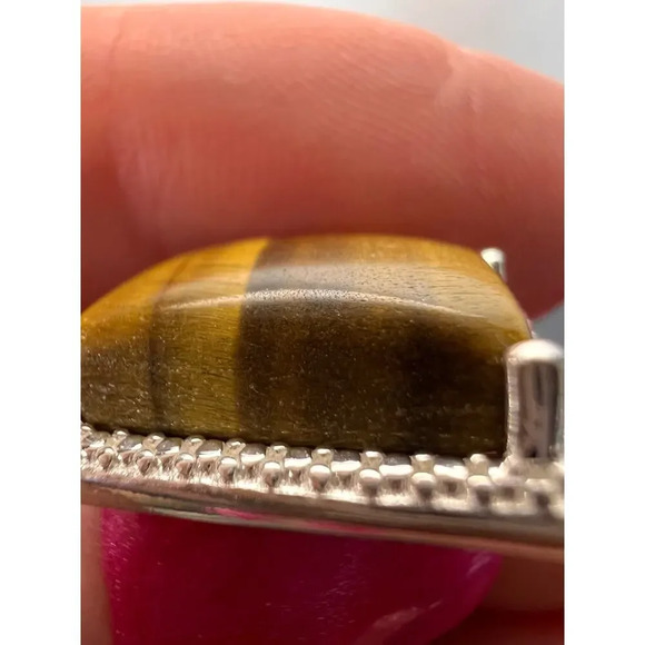 Tigers eye pendant in sterling silver with stainless steel chain - Picture 9 of 11
